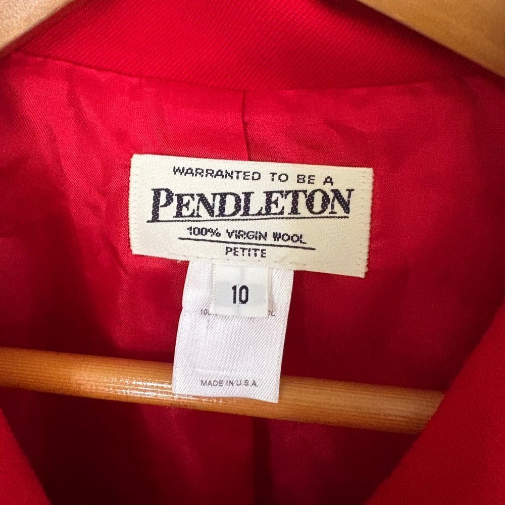 Vintage PENDLETON 100% virgin wool red blazer lined jacket gold buttons sz 10P - Picture 5 of 12